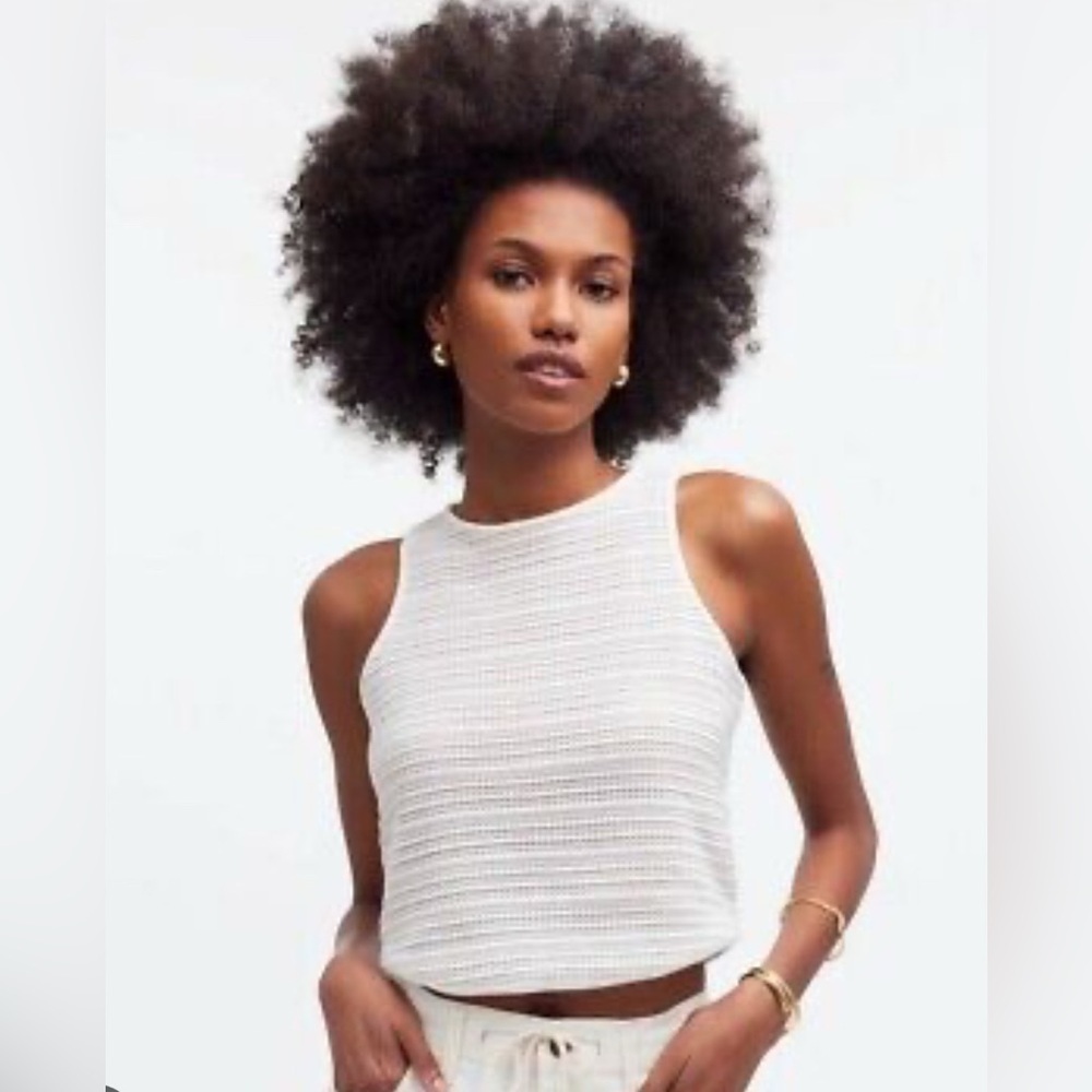 Madewell Women's Crochet-Knit Cutaway Tank Off White S